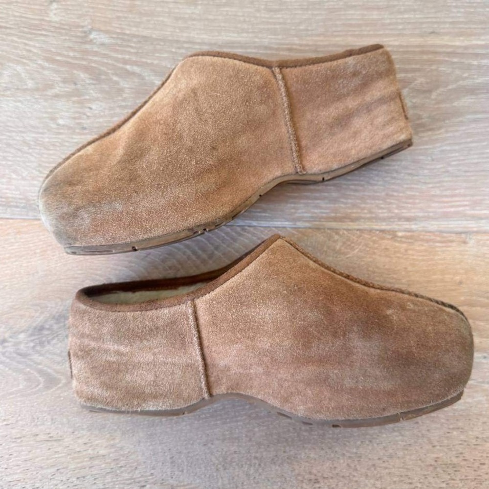 UGG Cottage Clog 8 Shearling Chestnut Suede Slip On Mule Old Money Cottagecore - Picture 5 of 9